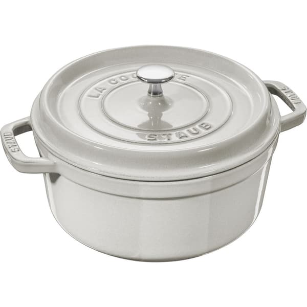 STAUB Round Cast Iron Pot 6.7L White Truffle