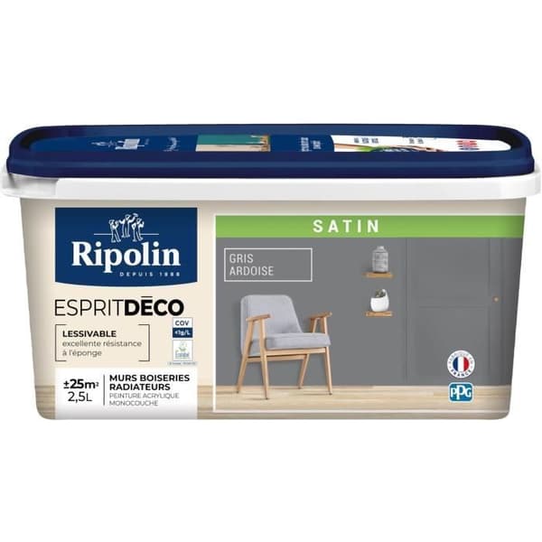 RIPOLIN Ultra Covering Satin Paint - Slate Grey