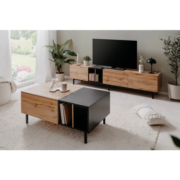 LONA Coffee Table - Rectangular - Artisan Oak/ Black - 100 x 46.5 x 55 cm