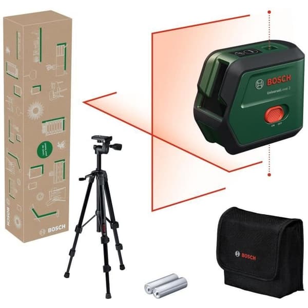 Bosch UniversalLevel 2 Line Laser - Red - Includes Tripod and Batteries