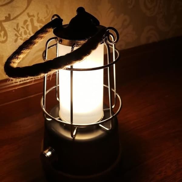 LUMISKY Wireless Lantern - WILDY - H23 cm - Rope Handle - Warm White and Dimmable LED