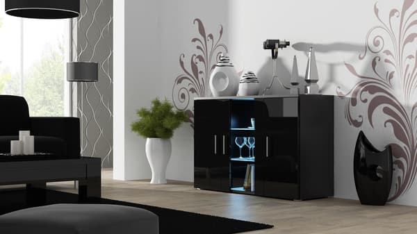 Cama Sideboard 120 cm SOHO S7 Black/Black Gloss