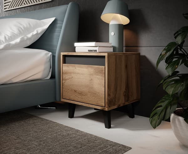 NORD Bedside Table 2 pcs Oak Wotan/Anthracite 40x38x45