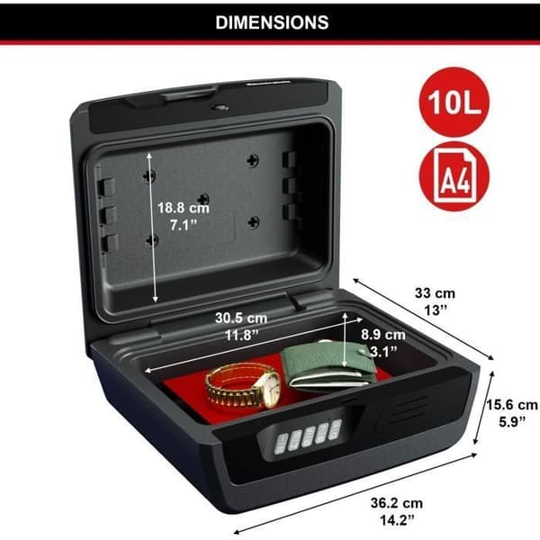 Master Lock Fireproof Safety Case - Waterproof - Large 10 L - Electronic Combination - Model CHW30300EURHRO