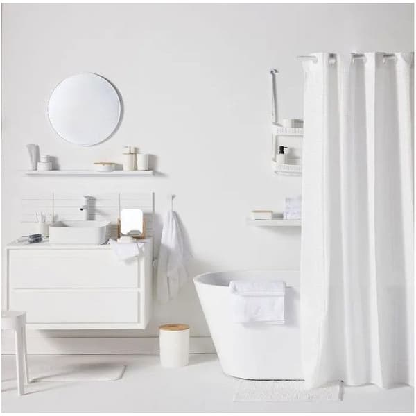 Shower Set - TODAY - UTILITY - Basket, Mat, Curtain - White