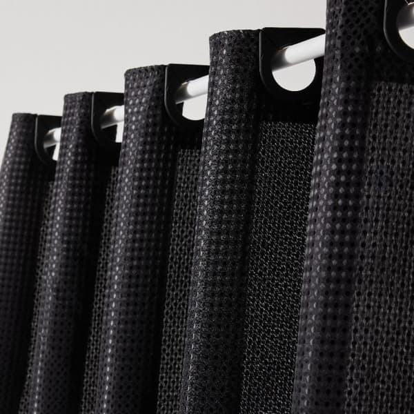 Waffle Shower Curtain 180 x 200 cm - Black Polyester - 12 Hooks - UTILITY
