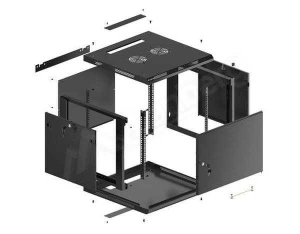 Lanberg WF01-6609-00B - 9U Wall Mounted Rack Shelf - Black