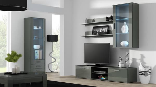 Cama Wall-Hung Display Cabinet SOHO Grey/Grey Gloss