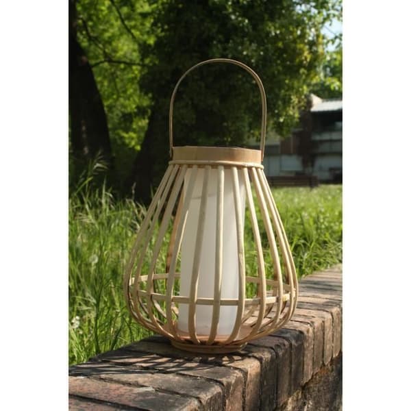 Solar Lamp - Marta - Beige - Natural Bamboo - Flame Effect
