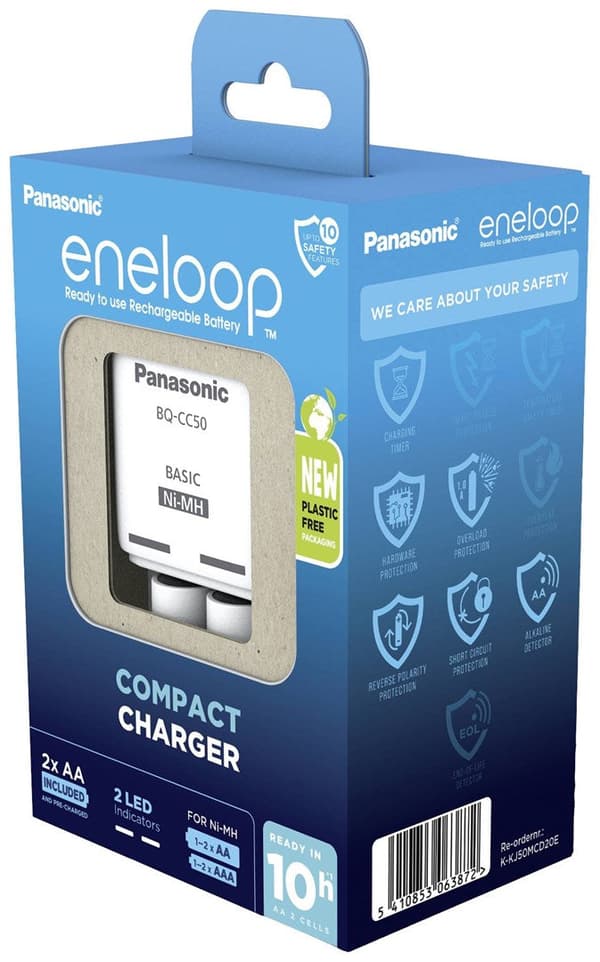Panasonic eneloop Basic BQ-CC50 Battery Charger for 2xAA/AAA NiMH K-KJ50MCD20E