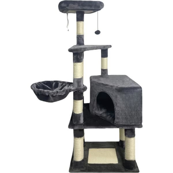 SWIFTY Cat Tree - 55 x 40 x 138 cm - Dark Grey - 3 Platforms, 1 Perch, 1 Hideaway, Scratching Posts