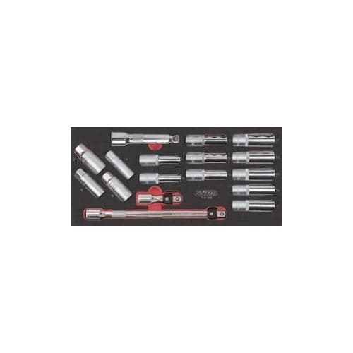 KS Tools Module - Long Socket and Accessory Module - 17 Pieces - For Tool Trolleys and Workbenches - Model 713.1026