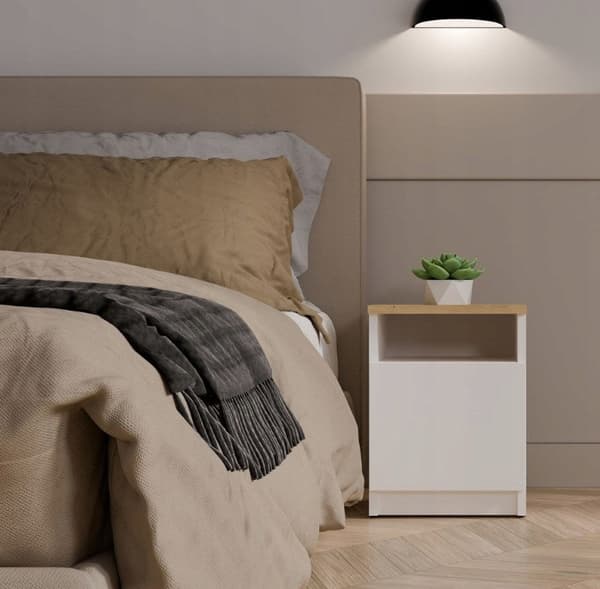 GALAX 30/1D White/Artisan Bedside Table