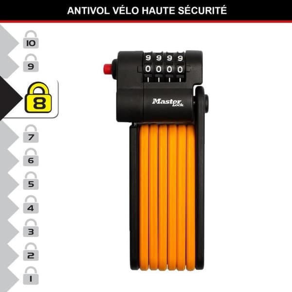 Master Lock Combination Bike Lock - 8336EURDPRO - Hardened Steel, Programmable