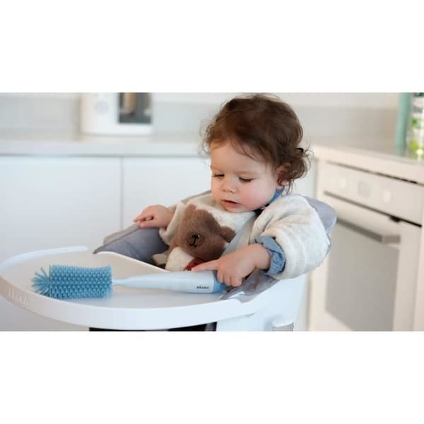 BEABA Newborn Gift Set - Grey Tree Bottle Drying Rack, Measuring Box, Bottle Brush, Bib