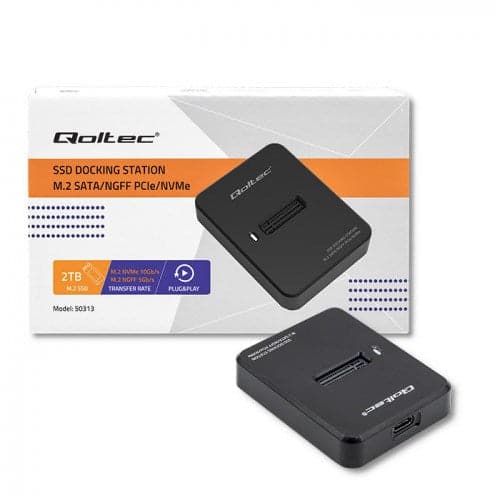 Qoltec 50313 Black M.2 SSD Enclosure