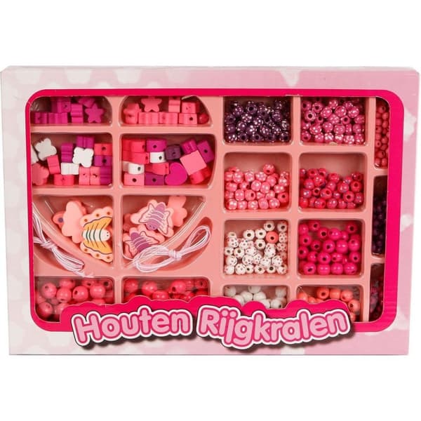 Wooden Bead Set 825-piece Pink