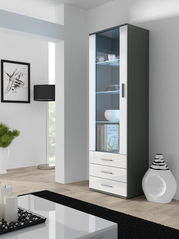 Cama Display Cabinet SOHO S1 Grey/White Gloss