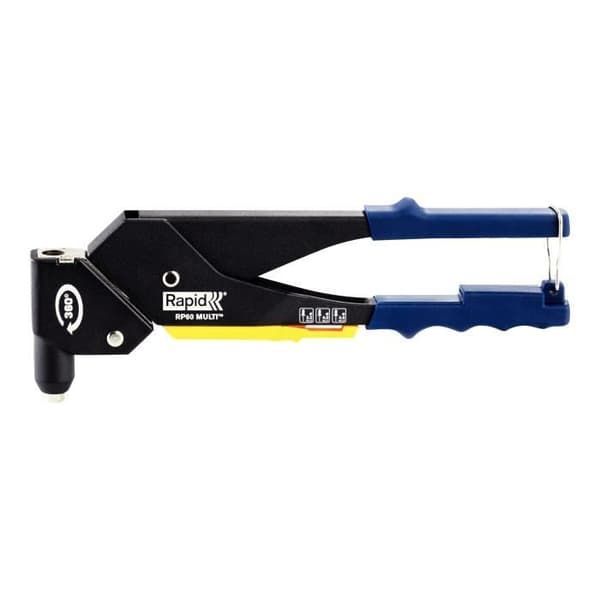 RP60 Multi-Head Swivel Riveter, Case with 250 Rivets + 3 Drill Bits - RAPID - 5001128