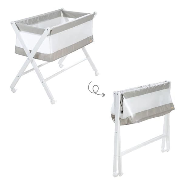 Folding Co-Sleeping Crib - ROBA - Canvas and Mesh - 90 x 45 cm - Grey/ White