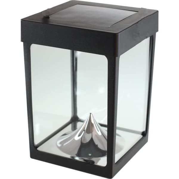 Mini Solar Candle Holder - Glass Sides - Black - Table Lamp