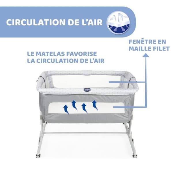 Next2Me Dream Silver Co-Sleeping Crib - Chicco - From 0 months - Adjustable height