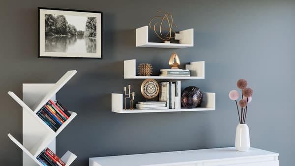 Topeshop MOBI 3P Floating Shelf Wall-Mounted White Set of 3