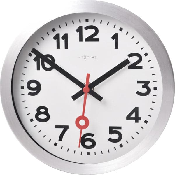 NeXtime NE-3998AR Wall Clock Dia. 19 Cm, Brushed Aluminium, 'Station'