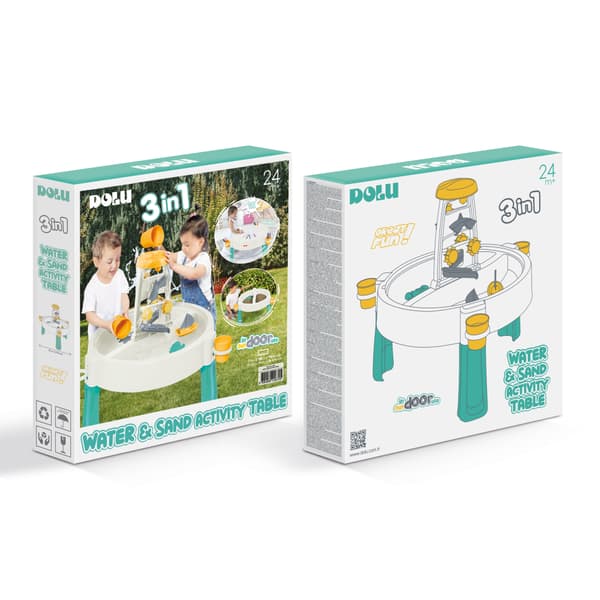 Dolu 2-in-1 Water Table & Sand Table White/Blue/Yellow - Suitable from 2 Years