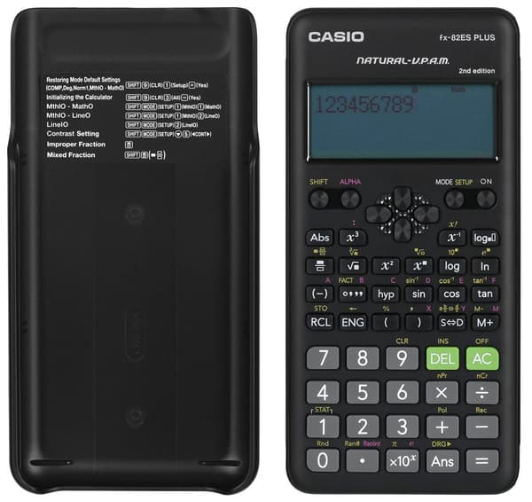 CASIO Scientific Calculator FX-82ESPLUS-2 252 Functions 77x162mm Black Box