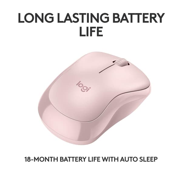 Logitech M240 Silent Mouse - Wireless - Optical - 3 Buttons - Bluetooth - Rose Gold - 910-007121