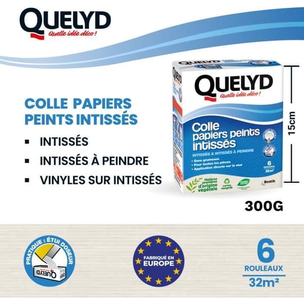 QUELYD Wallpaper Paste - Non-woven Powder - 300 g - All Rooms - Wall Application