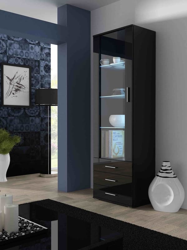 Cama Display Cabinet SOHO S1 Black/Black Gloss