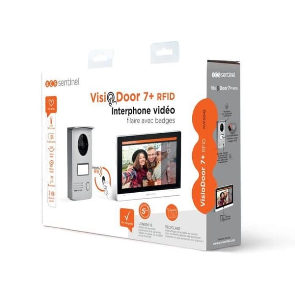 SCS SENTINEL VisioDoor 7+ RFID Wired Video Intercom - 7" Touchscreen - Night Vision