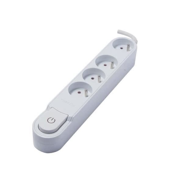 CHACON Power Strip - 4 x 16A Sockets, Switch, 3 m Cable - White
