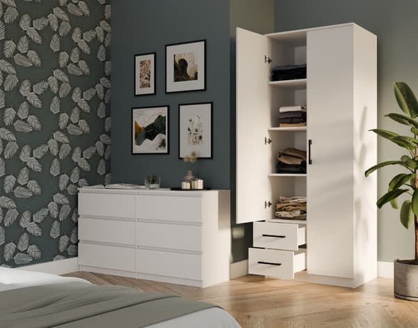 Topeshop ROMANA 80 Wardrobe 2 Doors 5 Shelves White