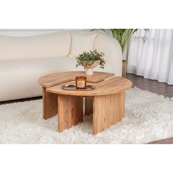 MOIRA Round Coffee Table - Atlantic Pine - 90 x 90 x 41 cm