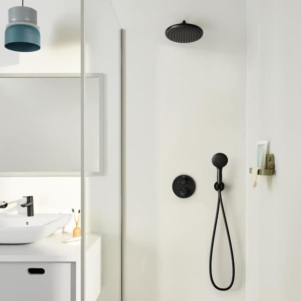 GROHE Concealed Shower Set with Thermostatic Mixer - 1 + 2 Spray Patterns - Black - 348832430