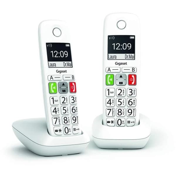 GIGASET E290 Duo Cordless Phone - White - Large Screen, Large Buttons, Audio Boost