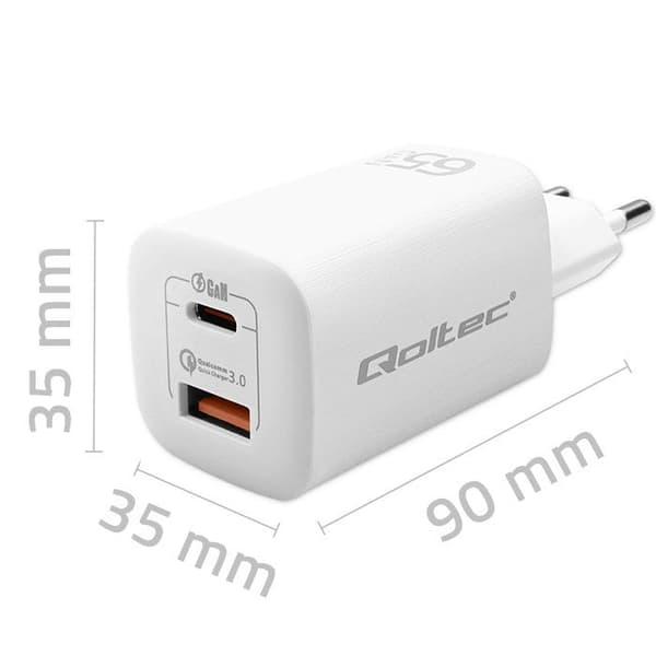 Qoltec 50765 Mobile Device Charger 65W White
