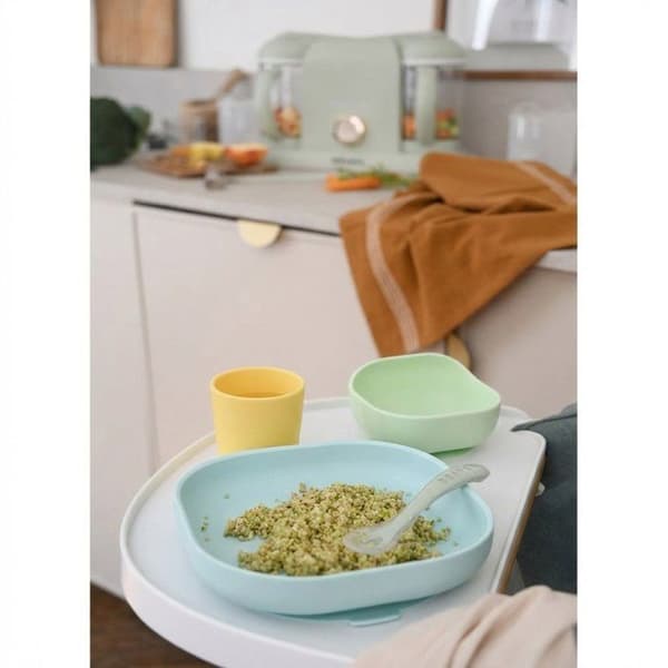 BEABA Meal Set - 4 Pieces - Silicone - Yellow/Green