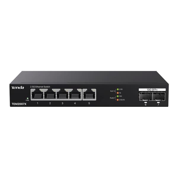 Tenda TEM2007X Network Switch 2.5 G Ethernet (100/1000/2500) Desktop Black