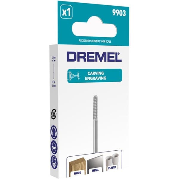 DREMEL - 9903 Tungsten Carbide Router Bit - 3.2 mm Diameter - Conical Tip