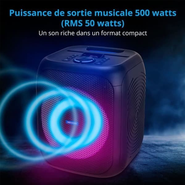 MEDION Compact Speaker - 50W RMS - Multicolor LED Ring