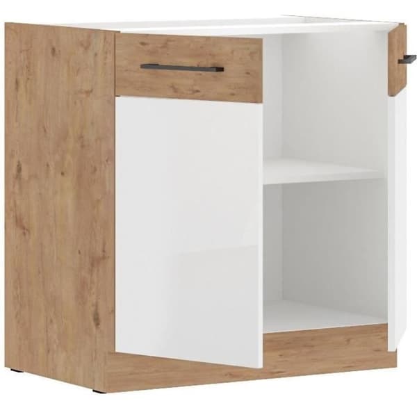 ROCK Low Cabinet - Lancelot Oak and White Melamine - 2 Doors - 80 cm