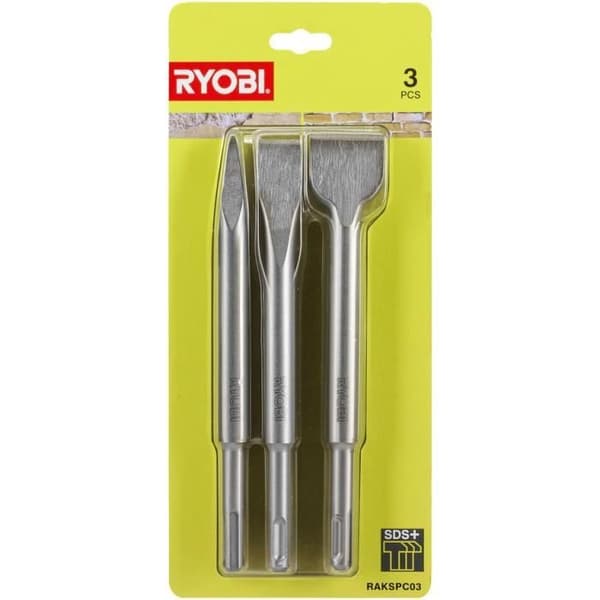 RYOBI 3-Piece SDS+ Chisel Set (1 Pointed, 2 Flat) - RAKSPC03