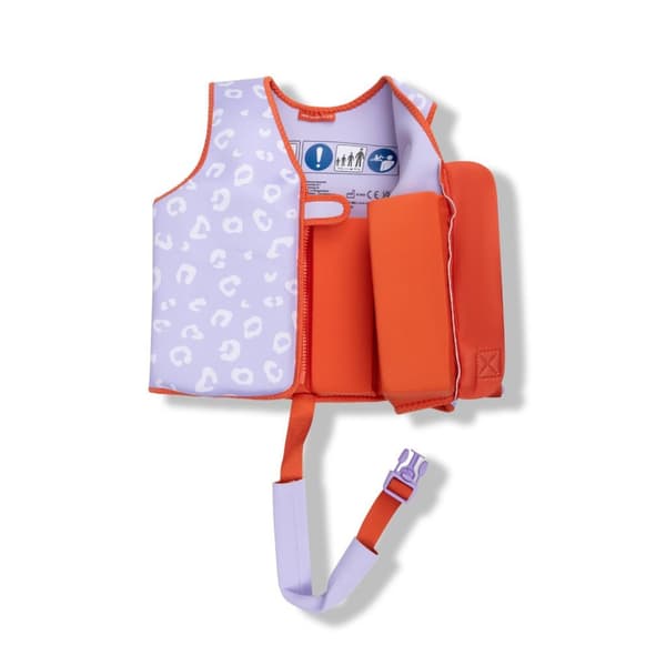 Swim Essentials Leopard Life Jacket 3-6 Years Lilac/Red