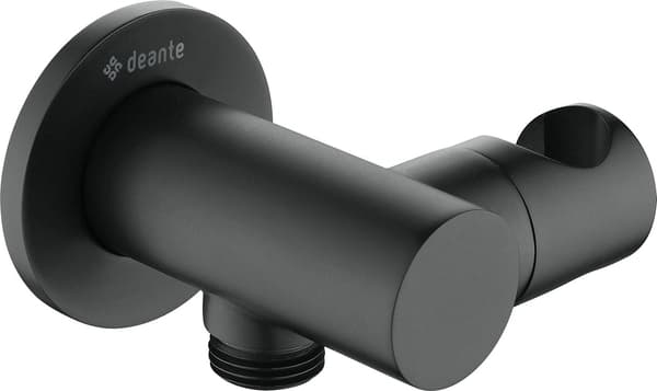 Deante Round Angled Connector with Handset Holder - Brass