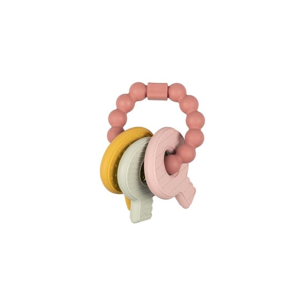 Little Dutch Silicone Teething Ring Keychain Pink