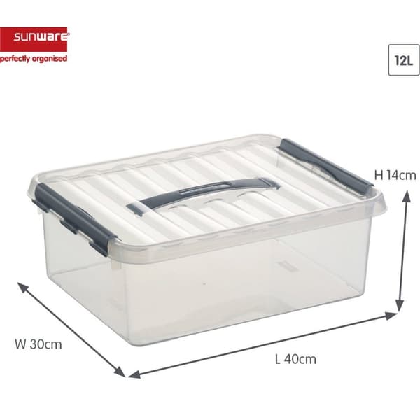 Sunware Q-Line Storage Box 12 L 40x30x14 cm Transparent/Grey